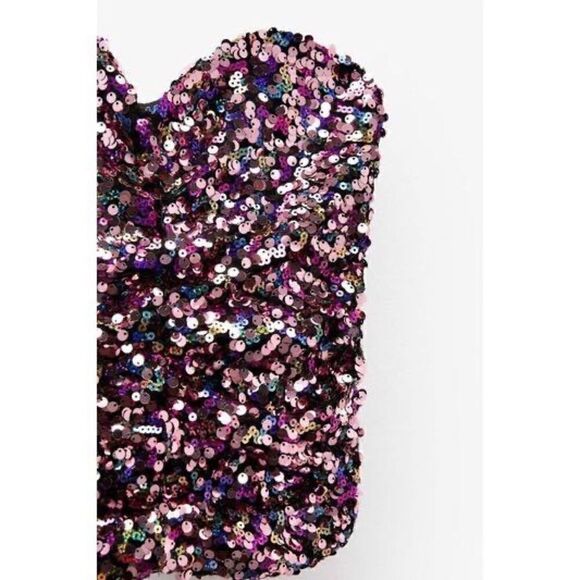 NWT Zara Blogger’s Favorite Festive Days Sweetheart Neckline Sequin Top, XS - Picture 11 of 16